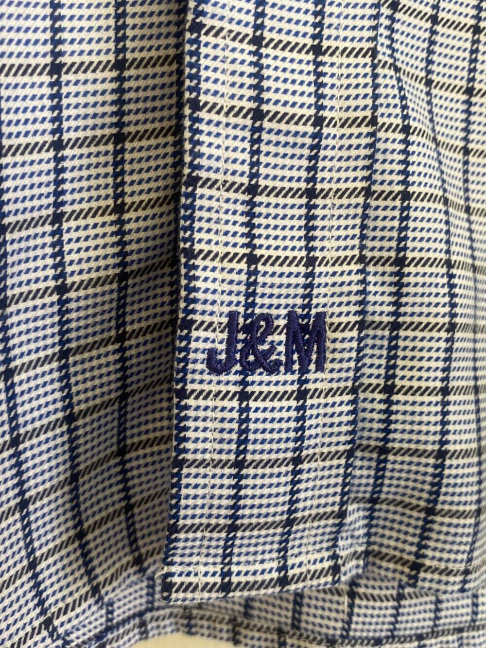 JOHNSTON & MURPHY long sleeve cotton button down navy white black olive, size L - Picture 4 of 6